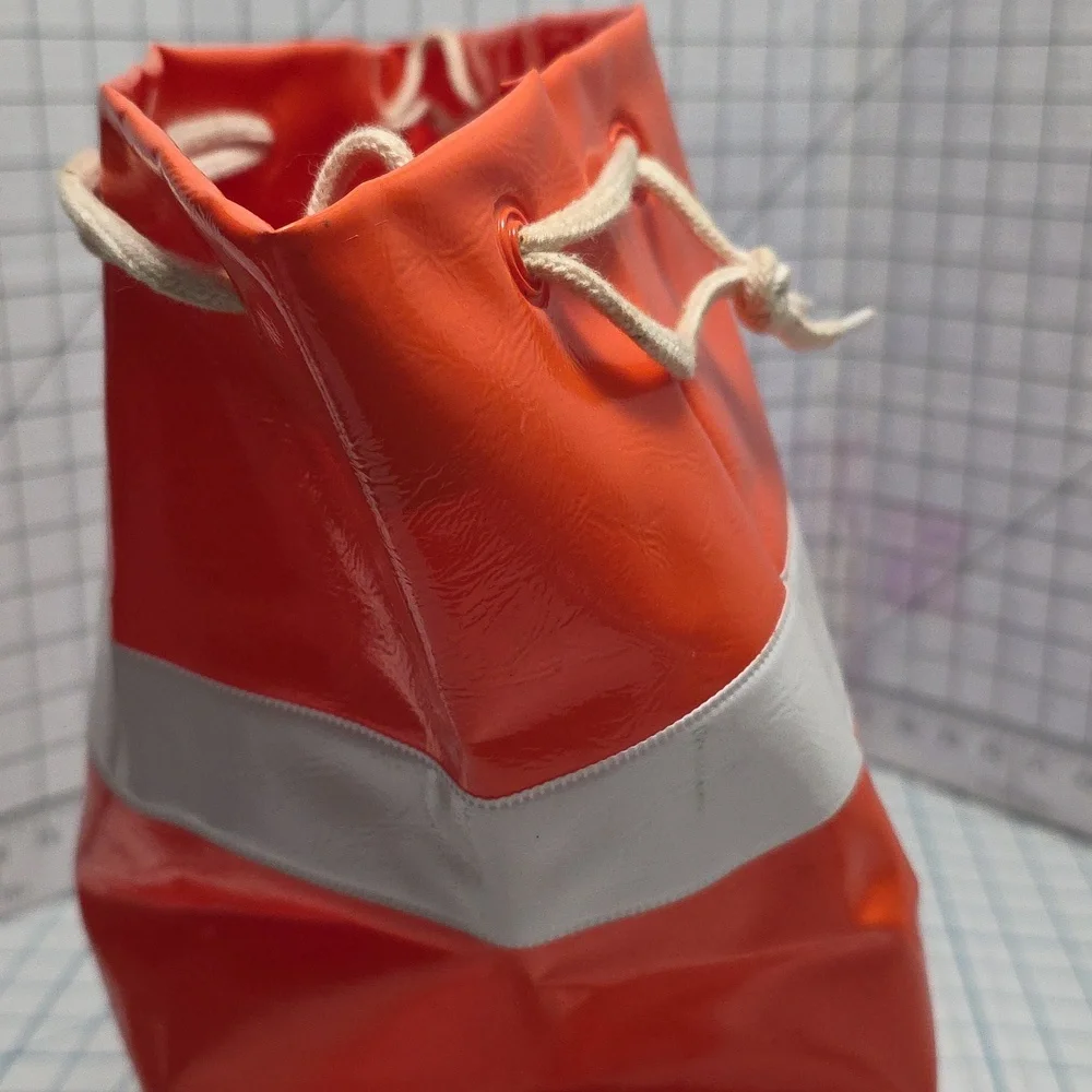 Orange and White Vinyl Duffle/Tote Bag Vintage 1980s, Preloved